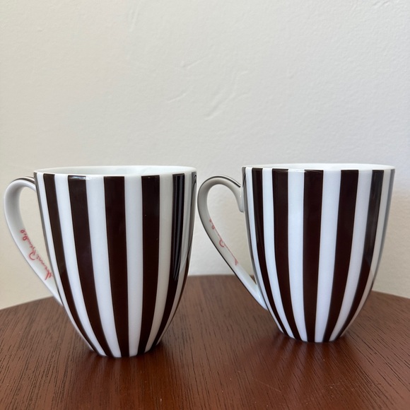 Henri Bendel Brown and White Striped Mugs (2) - Picture 4 of 8